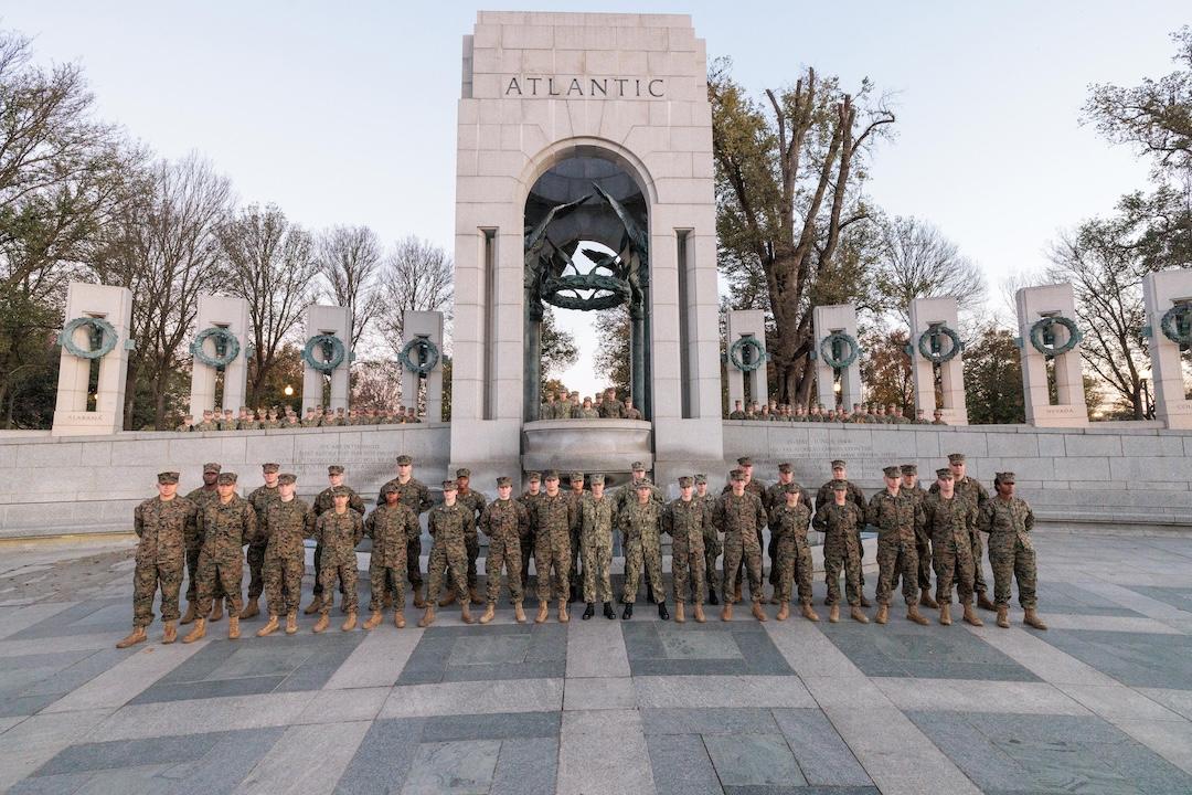 NROTC Battalion in front of the WWII Memorial